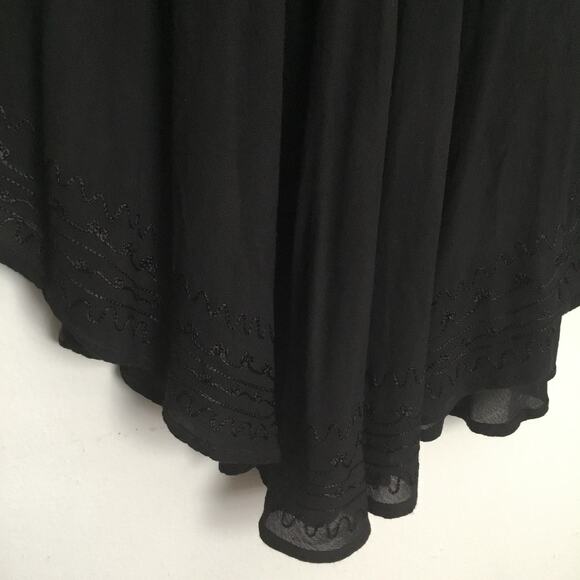 Sakkas Caftan Dress One Size Black Gauzy Embroidered Short Sleeve Boho - Picture 6 of 8